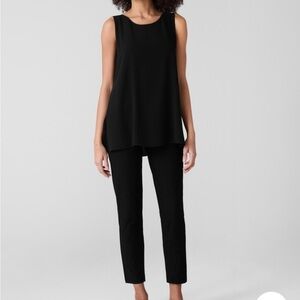 Eileen Fisher Petite Black Stretch Straight Slim Crop Pull On Pants Small